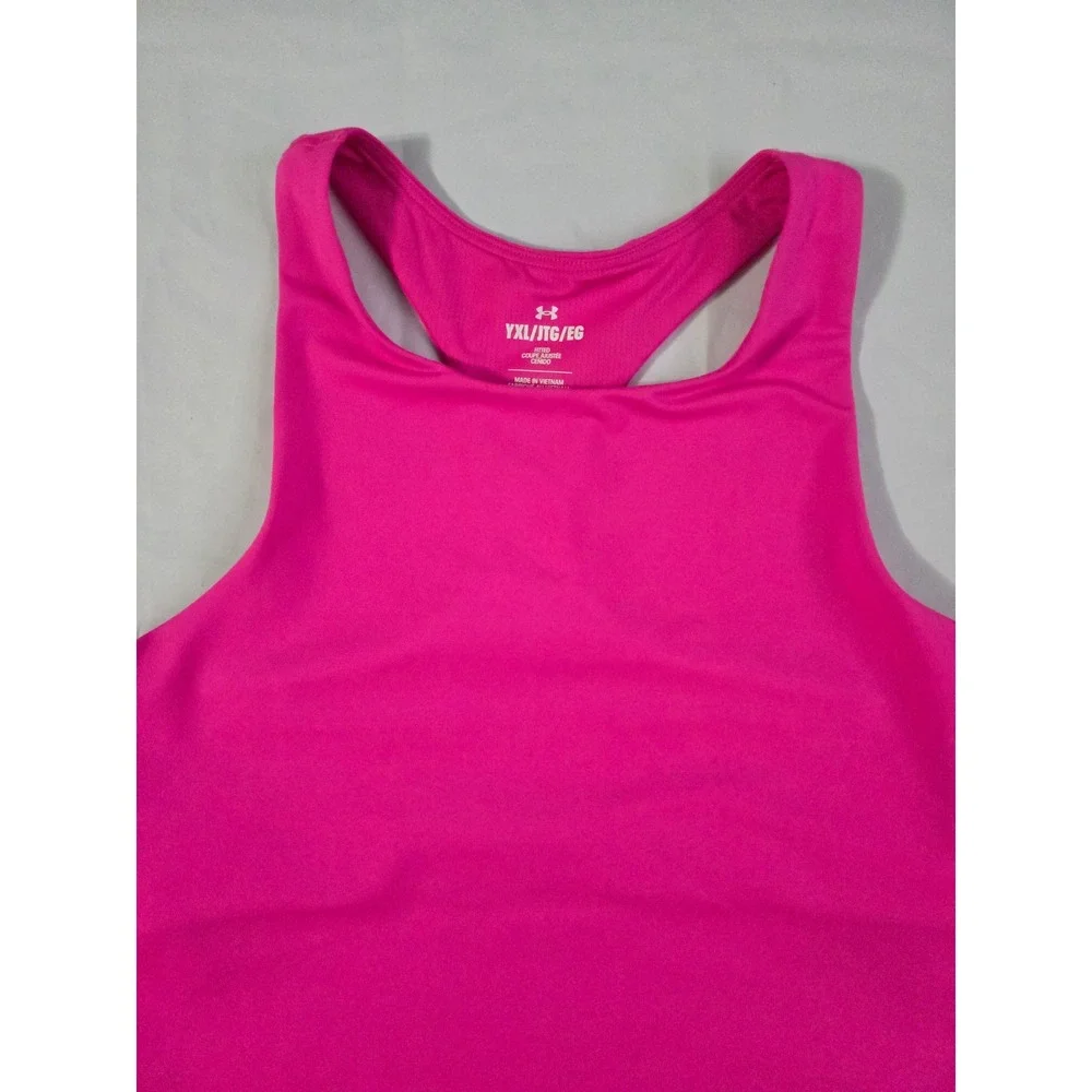 Under Armour Girls Pink Motion Crop Tank Top Racerback Fitted YXL 1379983 NWT